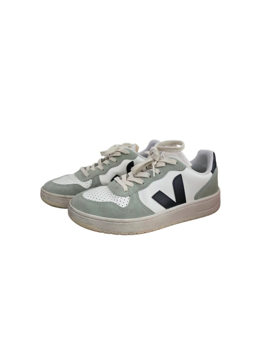 Veja V-10 Leather Sneakers Pure Black Clay EU 39 Womens 8